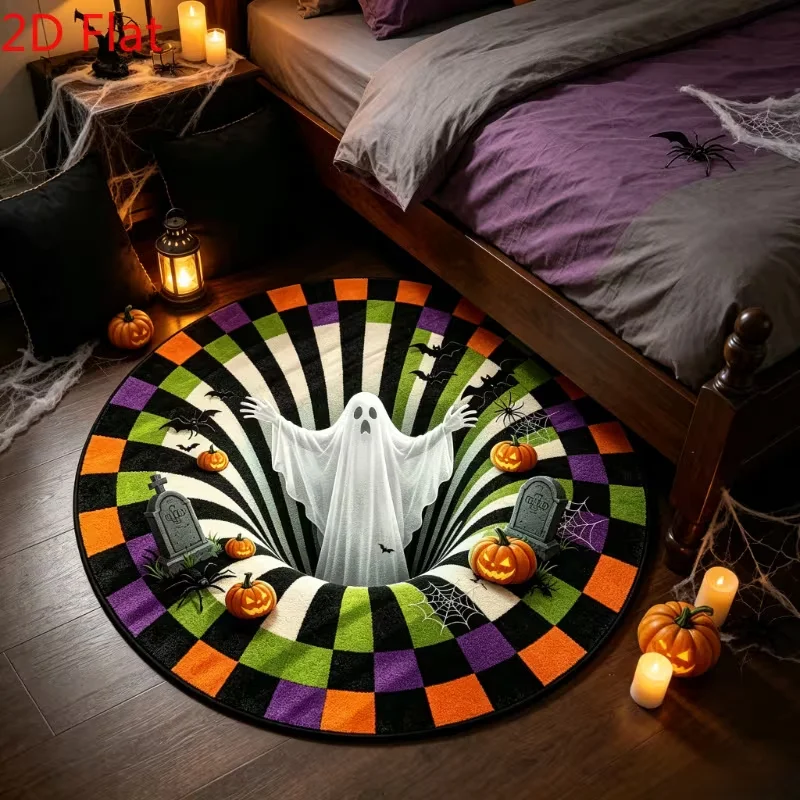 Skeleton Bottomless Pit Round Rug Home Decor Apartment Sitting Lounge Sofa Side Area Rug Cafe Studio Floor Mat 2D Print rug