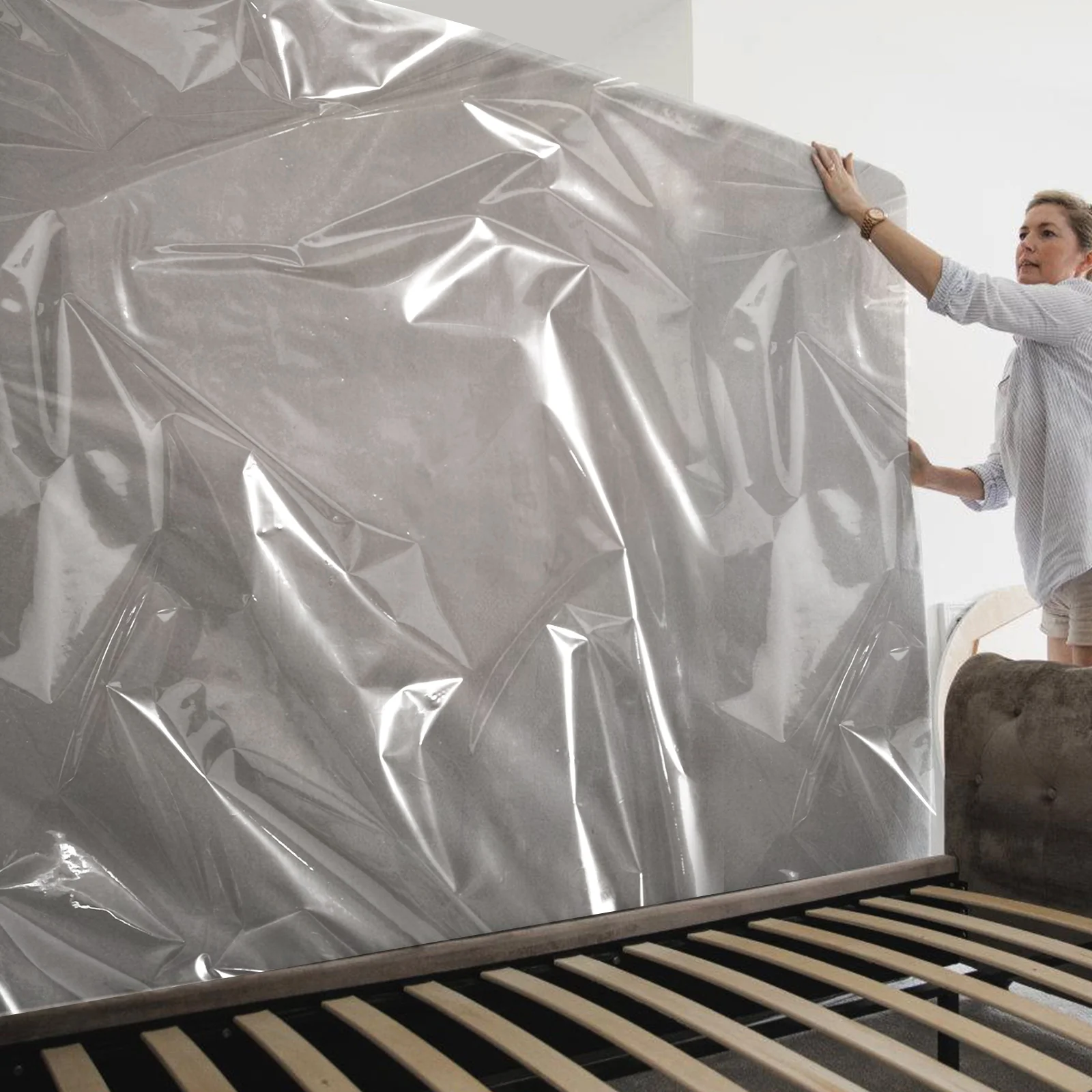

Thick 200X240X35 Mattress Bag Moving Storage Packing Pouch Double sided Polyethylene Large Capacity Foldable Clean