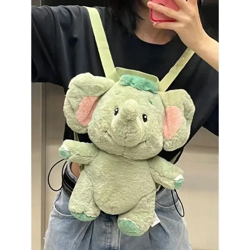 Plush Elephant Backpack Backpack Children\'s Going Out Plush Bag Cosmetic Bag Snack Storage Cute Soft Doll Girl\'s Plush Backpack