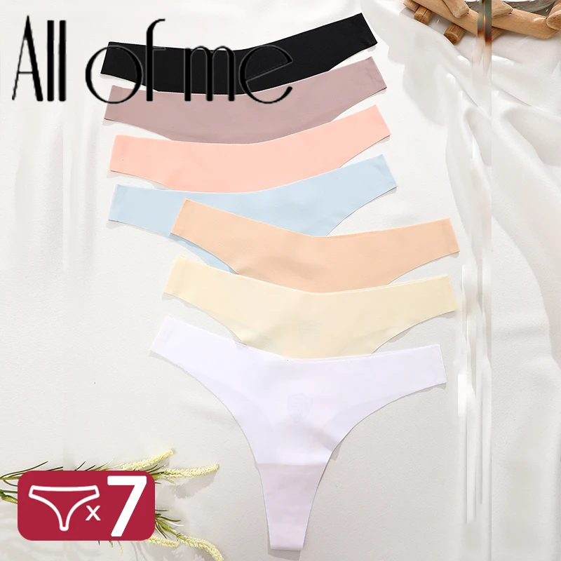 7PCS/SET Sexy G-String Underwear Female T-back Intimates Lingerie Seamless Low Waist Underpants 10 Color Lady Bikini Panty XS-XL