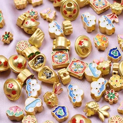 8/12Pcs Chinese Styles Enamel Cute Yoga Lotus Flower Punk Skull Beads Ethnic Animal Goldfish Charms Diy Women Bracelet Jewelry