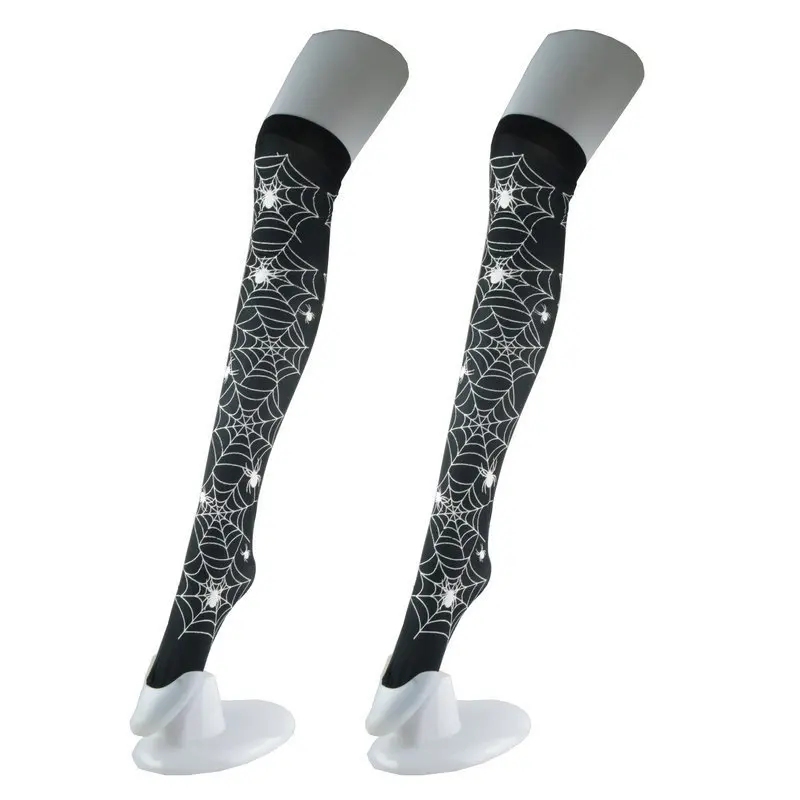 

12pair Halloween Party Skeleton Skull Spider Web Socks Carnival Dance Performance Dress Up Spider-web Printing Stockings