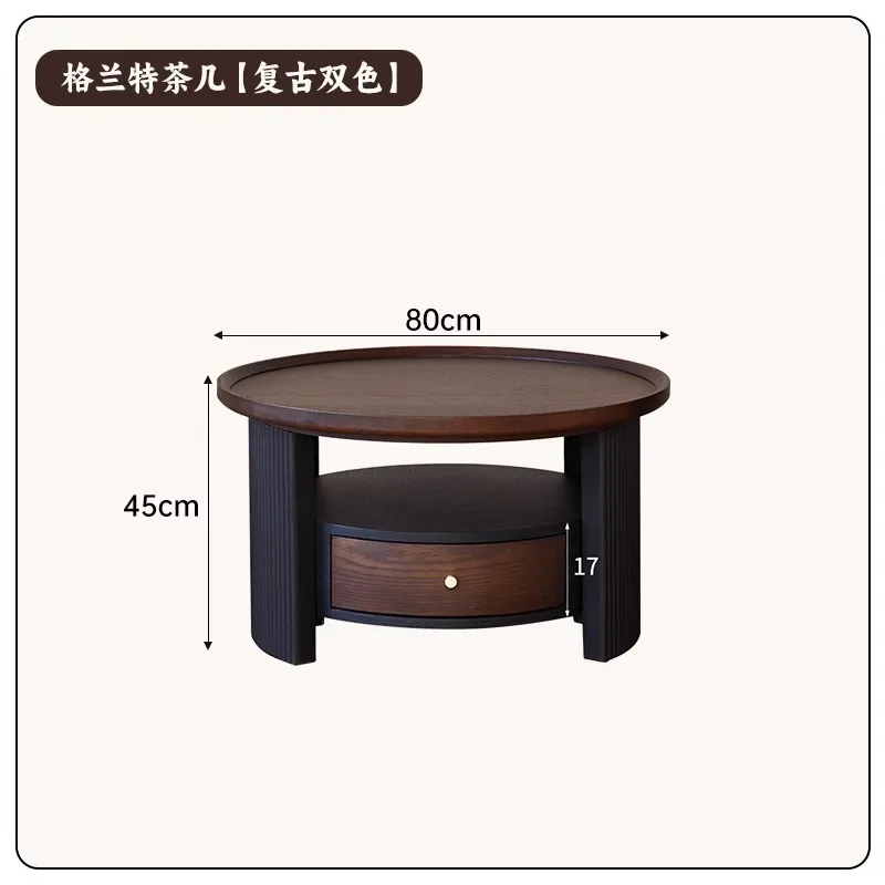 الفرنسية الرجعية طاولة القهوة الخشبية الصلبة طاولة جانبية مزيج شقة صغيرة غرفة المعيشة أريكة طاولة مستديرة طاولة شاي العتيقة