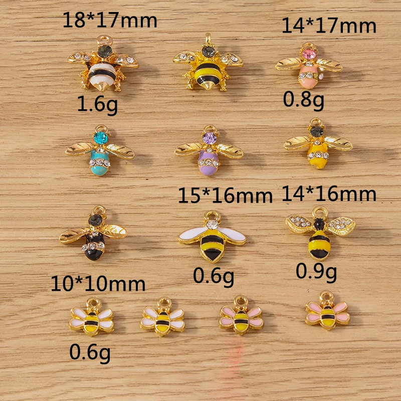 10pcs Mix Cartoon Colorful Enamel Animal Bee Charms for Jewelry Making Earrings Bracelet Pendants Necklace DIY Crafts Supplies