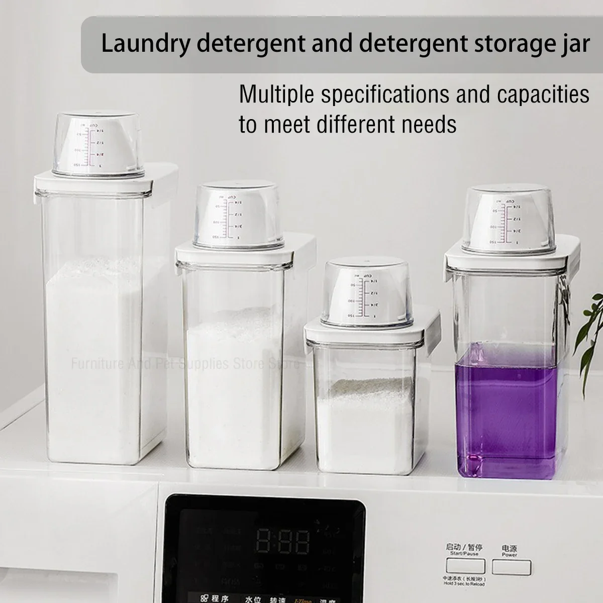 2300ML Detergent Dispenser Refillable Laundry Detergent Dispenser Empty Powder Tank Softener Bleach Storage Container with Scale