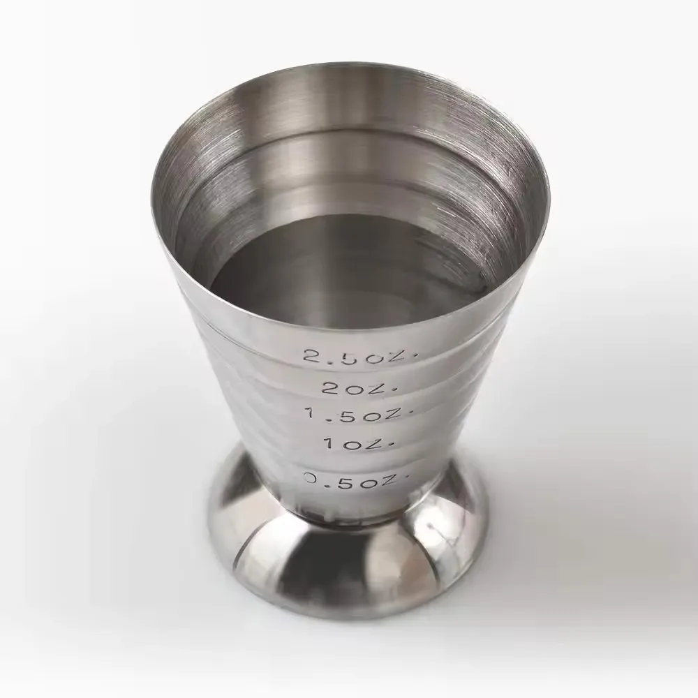 Copo medidor de aço inoxidável 75ml, ferramentas para coquetéis, acessórios para misturar bebidas, três escalas, copos de medição de vinho para festa em casa, 1 peça