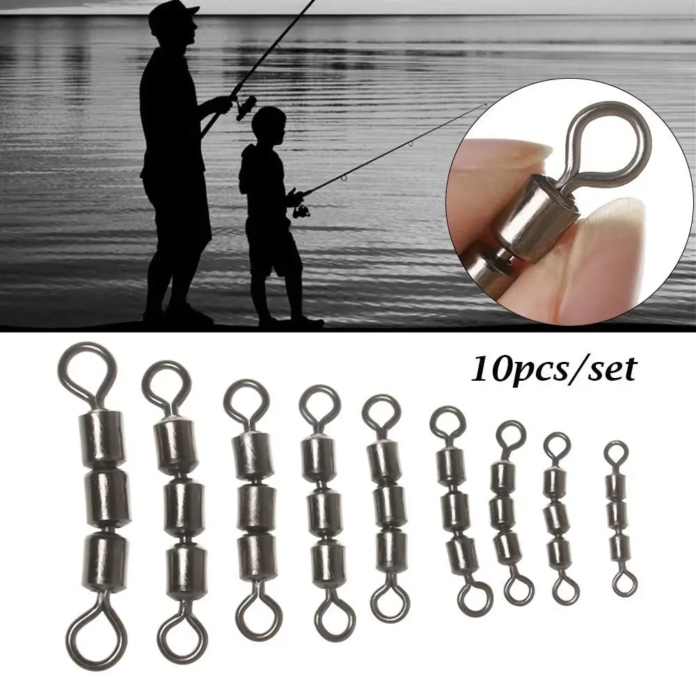 10pcs New Portable Lightweight High Quality Rolling Triple Bearing Quick Connect Safe Fishing Swivels