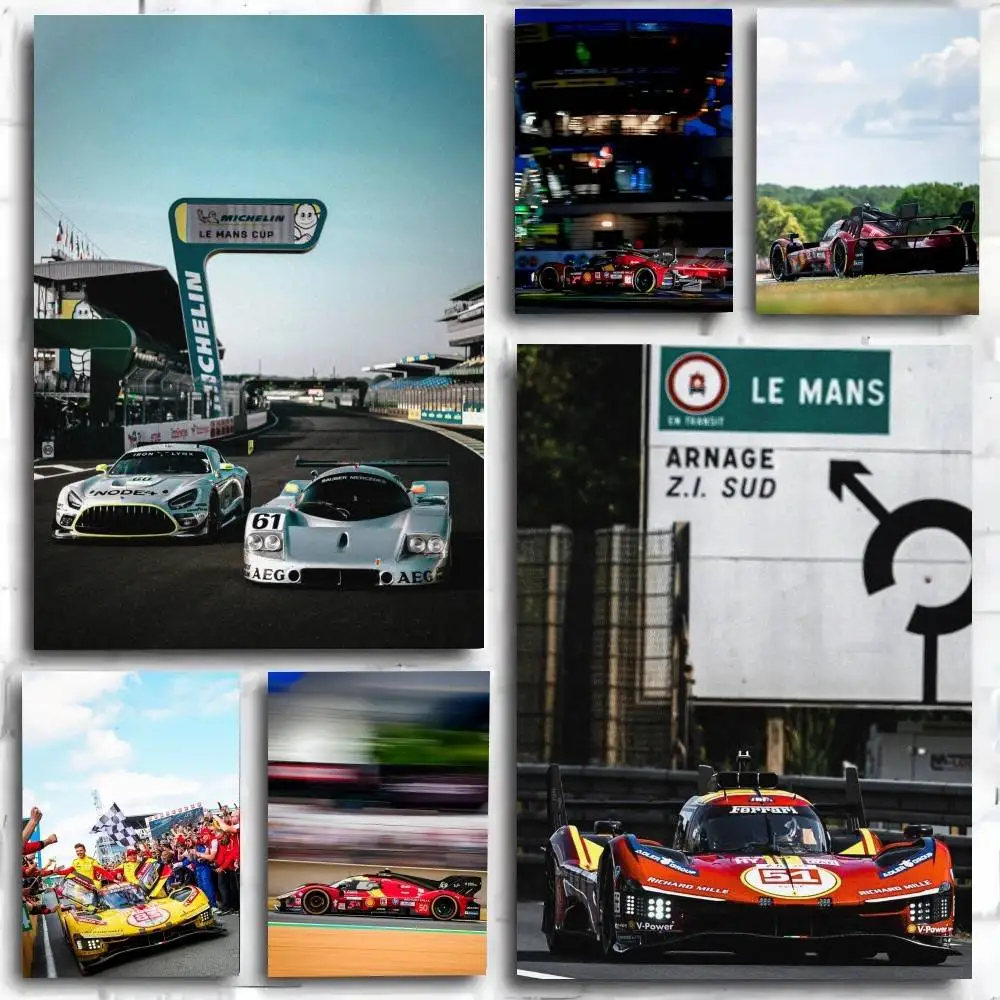 Affiche autocollante en papier imperméable, décoration murale pour café, bar, salle, 1 pièce, Extreme Motorsport Le Mans 24 heures
