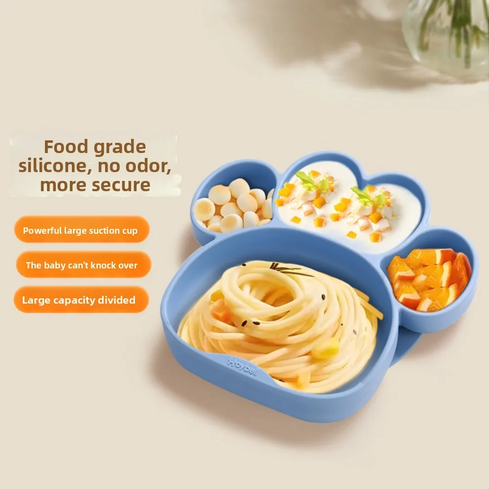 

Non-Slip Cat Paw Suction Dinner Plate Durable Waterproof Divided Silicone Suction Plate Sturdy BPA-Free Feeding Tableware