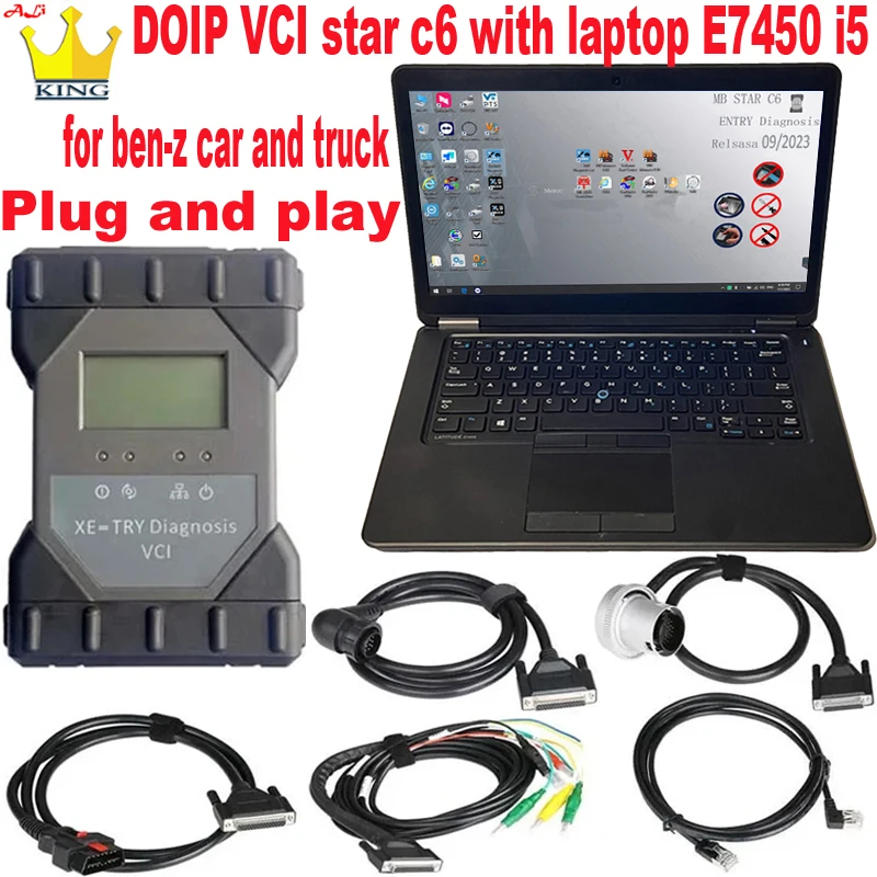 MB Star C6 WIFI plus DOIP sd connect VCI Multiplexer obd scanner For Merced car And truck with laptop E7450 i5 Diagnostic Tool