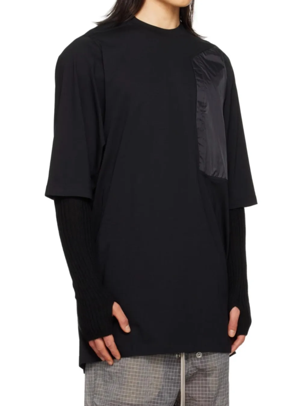 High Street Tees T-shirt Men's Summer Cotton Splicing Design Punk Black Loose Teen Half Sleeve Casual