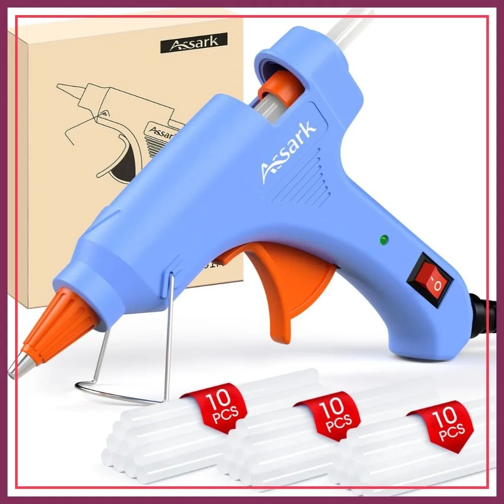 

30W Mini Hot Glue Gun Kit with 30 Glue Sticks, Fast Preheating, High Temp for Crafts & Repairs, Blue