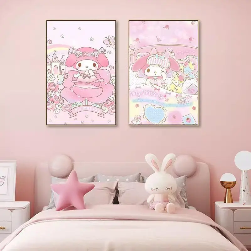 سانريو جديد الكرتون اللوحة الزخرفية بلدي ميلودي Kawaii جدار اللوحة غرفة المعيشة غرفة نوم الديكور طلاء جدران فتاة هدية