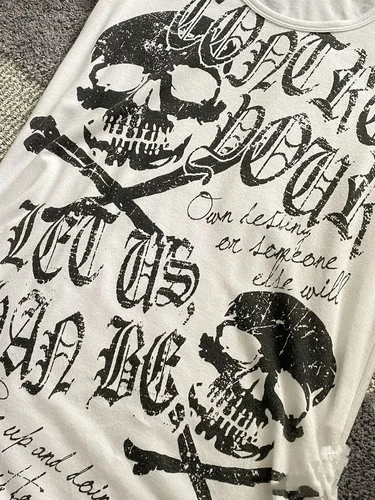 Imagen 2 del producto Camiseta Punk gótica Grunge para mujer, Tops Emo de manga corta con estampado Vintage Y2K Emo, ropa de calle Sexy estética, camisetas informales nuevas 2025