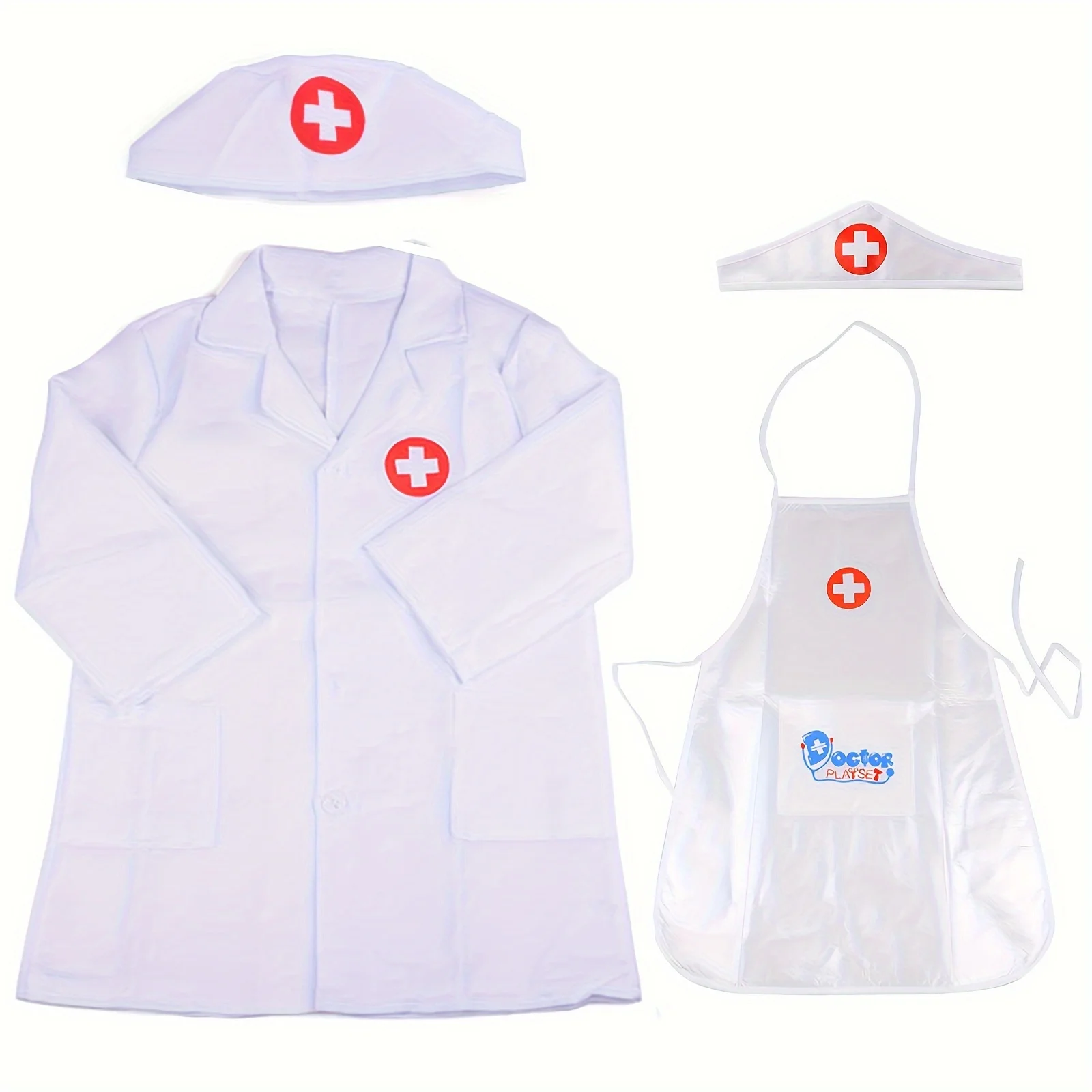 

Kids Doctor Playset Children Doctor Nurse Cosplay Costume Apron with Headdress Hat Play Doctor Set for Halloween Role Play Gifts