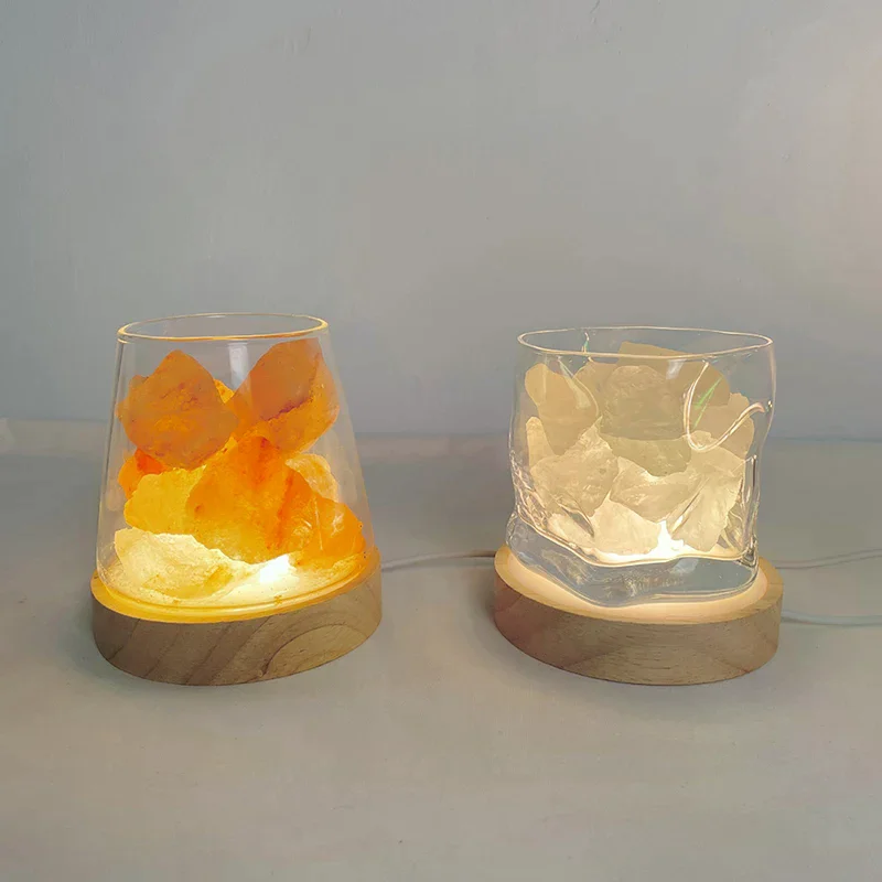 قاعدة إضاءة LED خشبية حامل ضوء الليل عرض الديكور قاعدة مصابيح خشبية مصباح ليد حامل عرض دوار USB