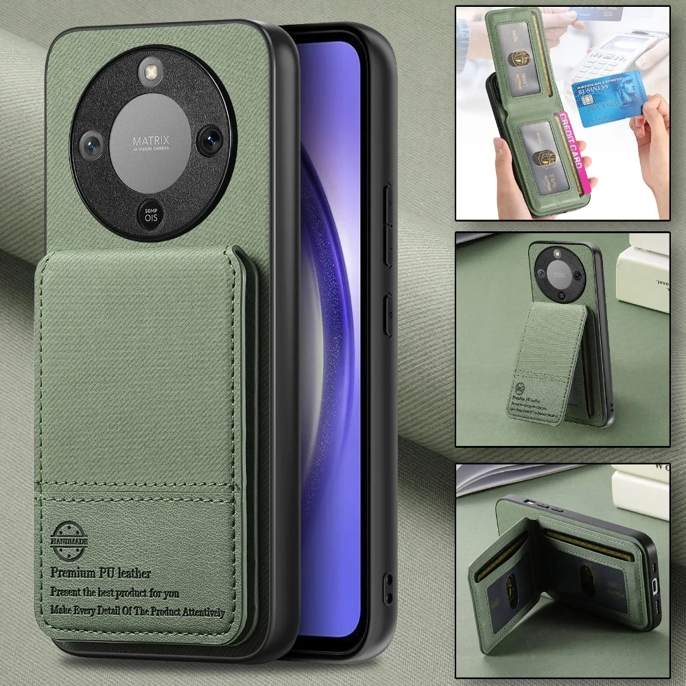 Funda de Lujo con Bloqueo RFID para Honor Magic 8 Lite y Magic 7 Pro 5G, Tarjetero, Funda Trasera para Huawei Honor Magic 7 Lite y Magic 8