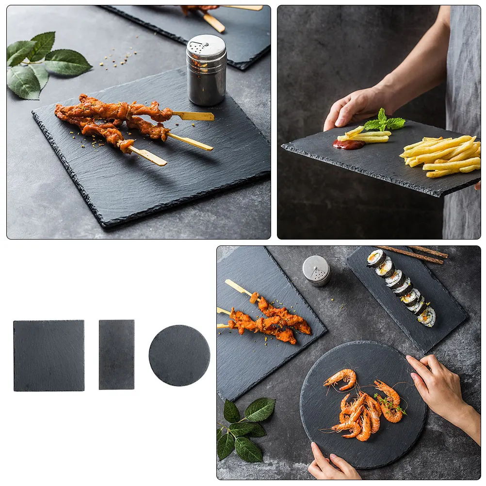 

3pcs Stone Sushi Plate Food Tray Serving Dish Blush Tableware Household Versatile Smooth Easy Clean Steak Sushi Home