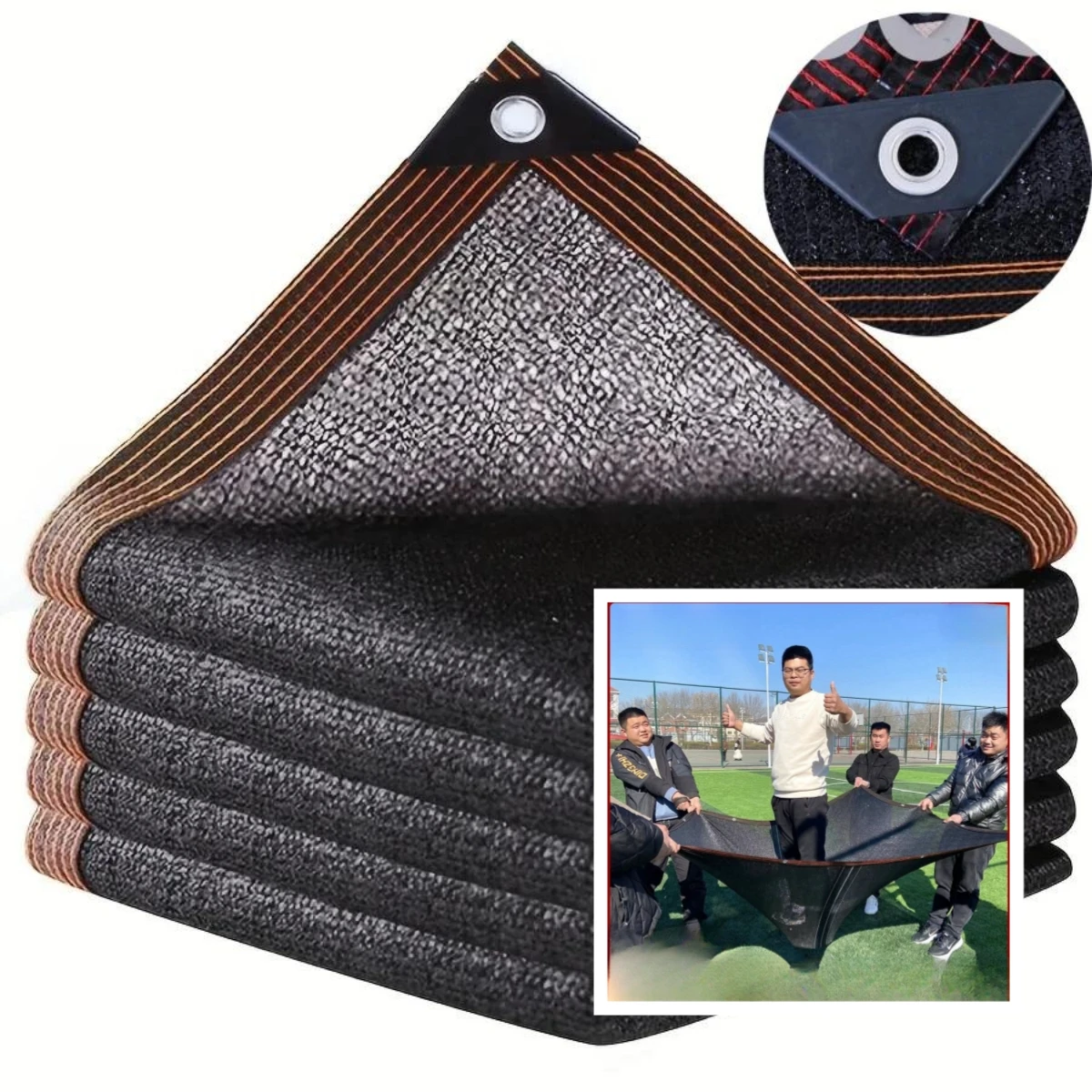 Couverture en maille de protection solaire avec œillets, grille pare-soleil noire, adaptée aux cours extérieures, aux terrasses de jardin, isolation