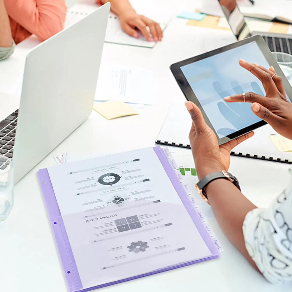 

2 Sets Simple Style Divided Storage Bag Binder Dividers Pp Colored File Folders