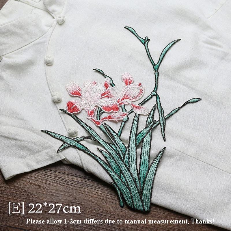 Multicolor Orchid Embroidery Appliques for Clothing Dress T Shirt Decorative DIY Sewing Cloth Patches Accessories Pride Flowers