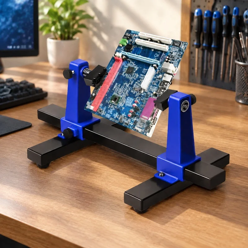 360° Swivel Soldering Stand with Versatile Toolbox for PCB Repair and Assembly Tasks