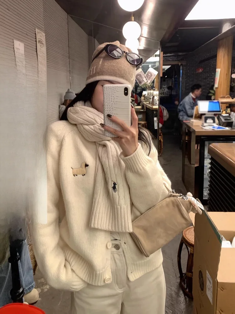 

Вязаный кардиган EKOOL: женский, свободный крой, зимняя верхняя одежда, повседневный, универсальный, стройнящий, в корейском стиле