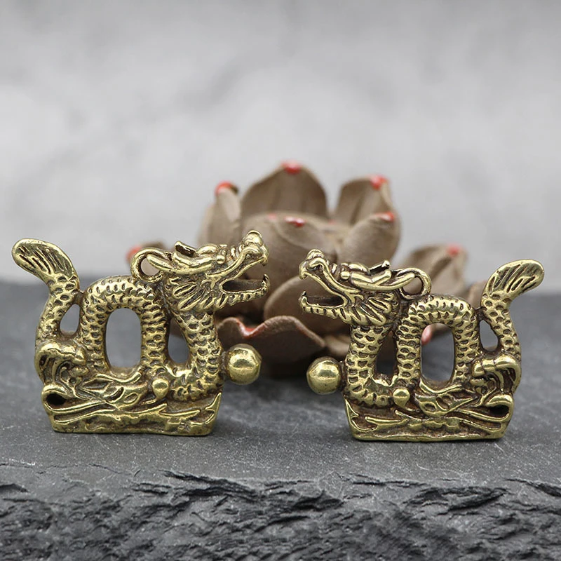 Brass Chinese Mythical Animal Dragon Statue Figures Miniature Antique Ornaments Dragon Ornament Feng Shui Decor Gifts