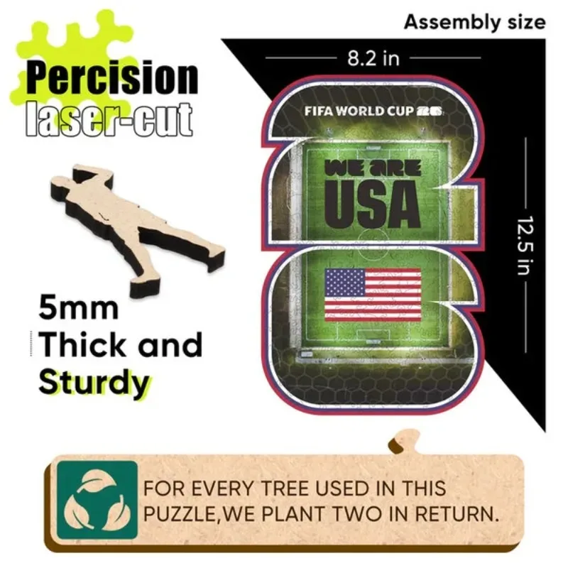 FIFA World Cup Wooden Puzzles for Adults Host Country USA Football Field Unique Shaped Sports Fans for Home Decor Festival Gifts - view 3