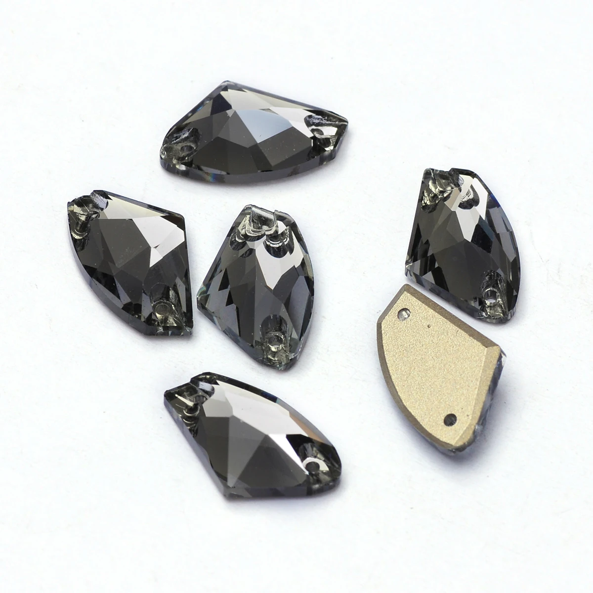 PUBRILE Schwarze Diamant-Applikationen mit aufgenähten Strasssteinen, Flache Kristallglassteine für DIY-Näharbeiten, Applikationen für Kleider, Kleidung und Taschen – Detail 10