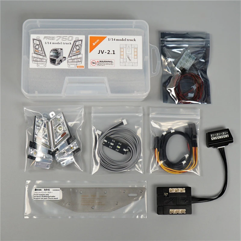 محاكاة نظام الإضاءة مجموعة مصابيح المياه 1:14th لـ Tamiya مركبة يتم التحكم بها عن بُعد فولفو Fh16 750 56360 الأخشاب سيارة عطل جرار #3
