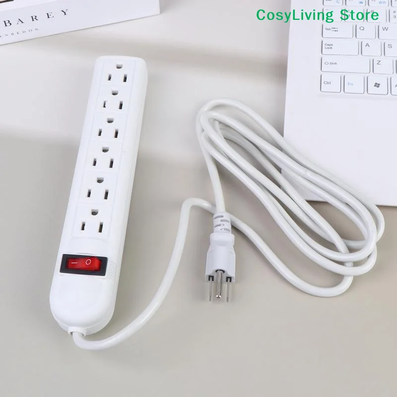 [CL]US Power Strip 6 Outlet 2M Surge Protected Extension Cord On Off Switch Safe Socket For Home Office Dorm Electronic Charging