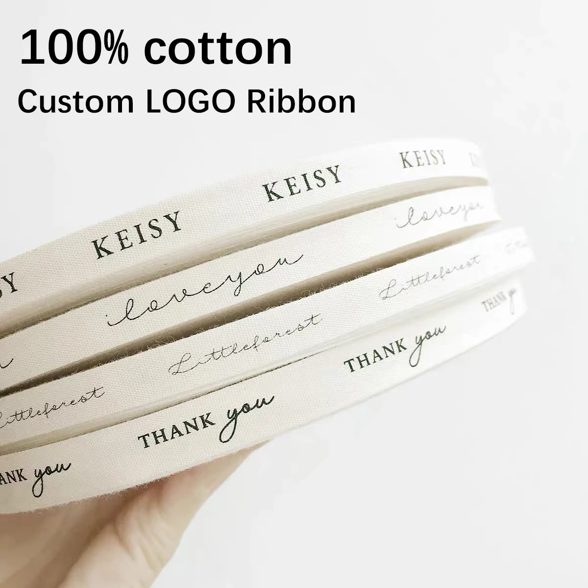 

Custom Logo Cotton Ribbon for Wedding Text Tape Strap DIY Handicraft Supplies Christmas Florist Gift Packaging Bouquets Handmade