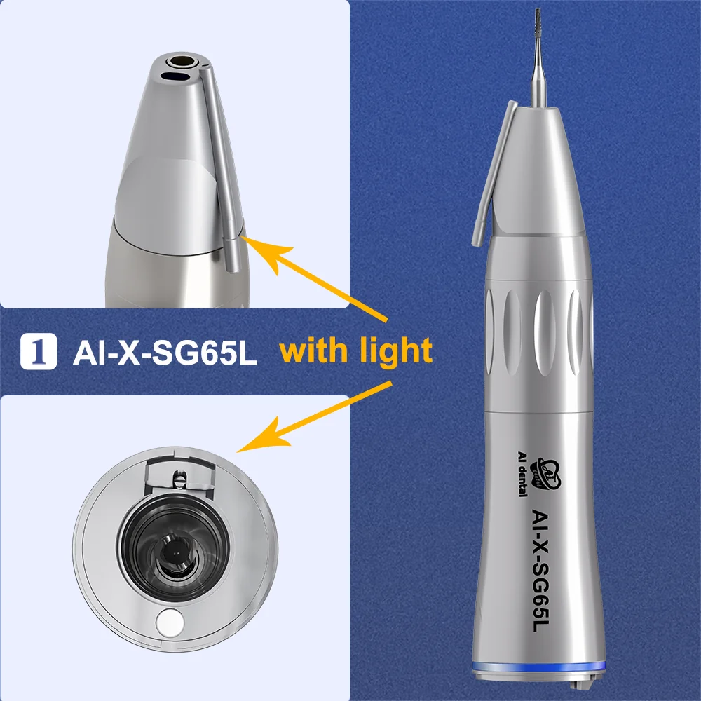 AI-X-SG65L Fiber optic led electric micromotor 1:1 low speed outer spray korea implant straight dental handpiece