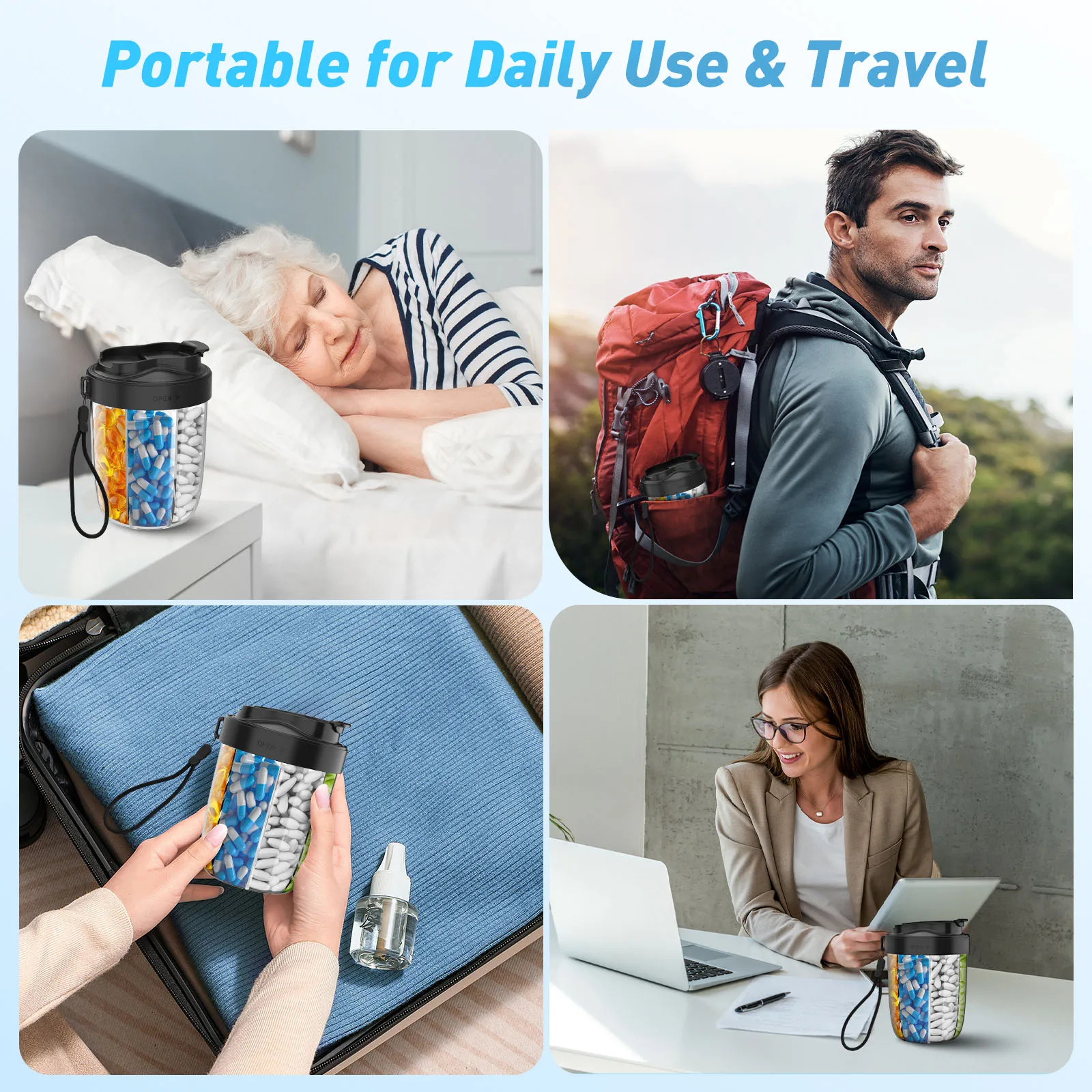 7 شبكات كبيرة حبوب منع الحمل كوب زجاجة المنظم الملحق المنظم لعقد 7 الفيتامينات المختلفة السفر حبة صندوق حاوية القش