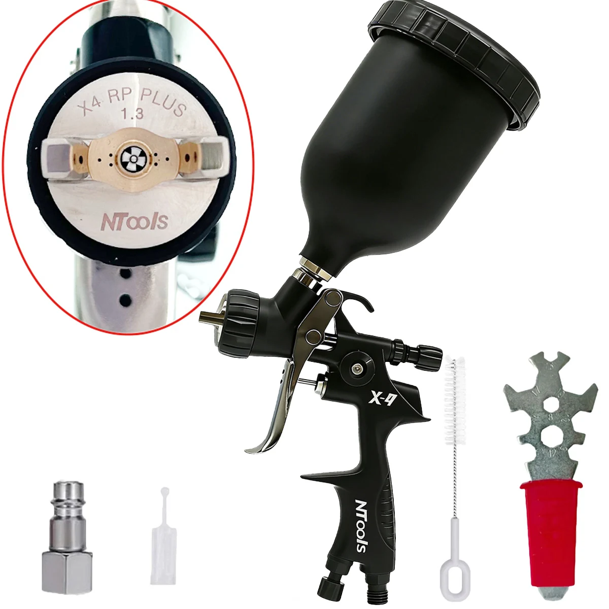 1.3MM Slit Nozzle Air Spray Gun V Shaped Plum Blossom Gap Nozzle Paint Spray Gun Varnish Paint Gun High Atomization Spray Guns