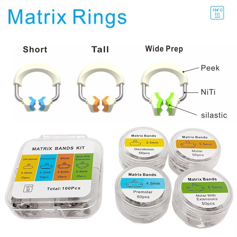 

Dental Sectional Matrix System with Bands Retainer Rings and Metal Wedges for Restorative Dentistry