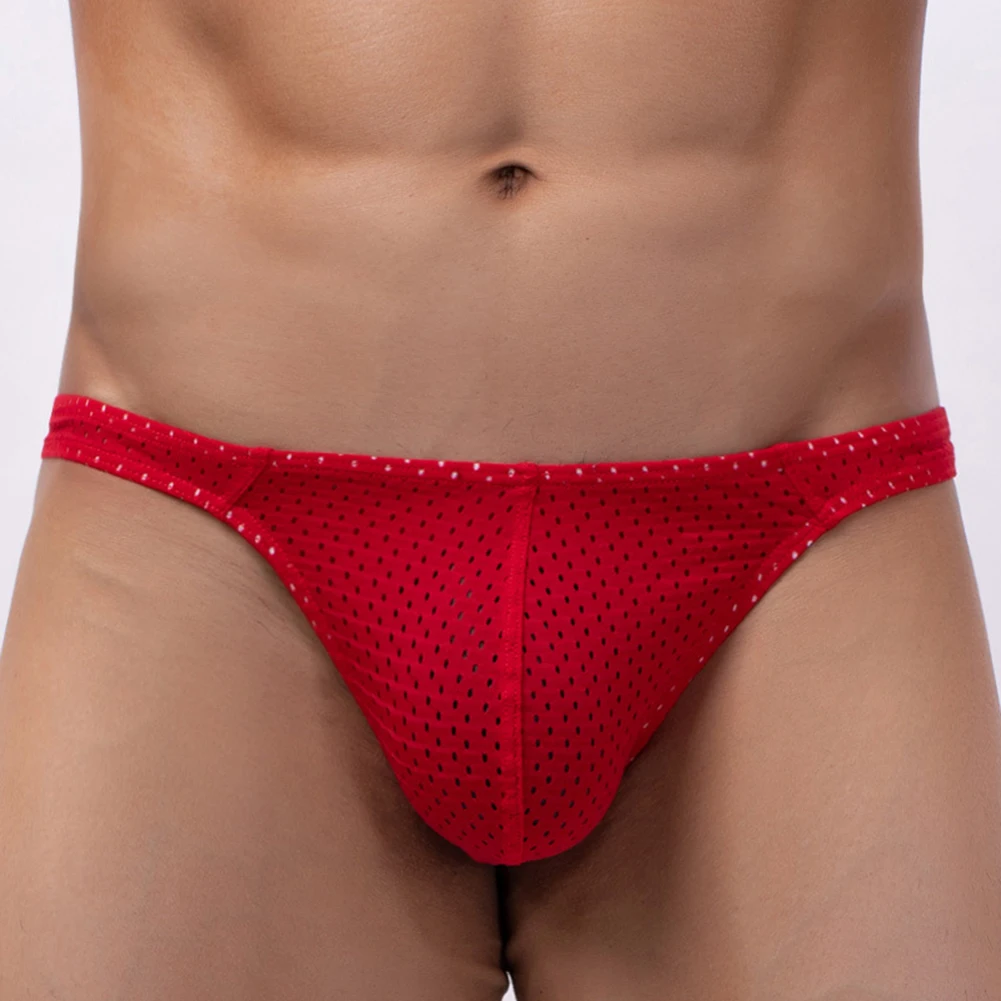 

Men Sexy Mesh Lingerie Breathable Pouch Underwear Erotic Hombre Lounge Underpants Hollow Out Panties Seamless Thong G-String