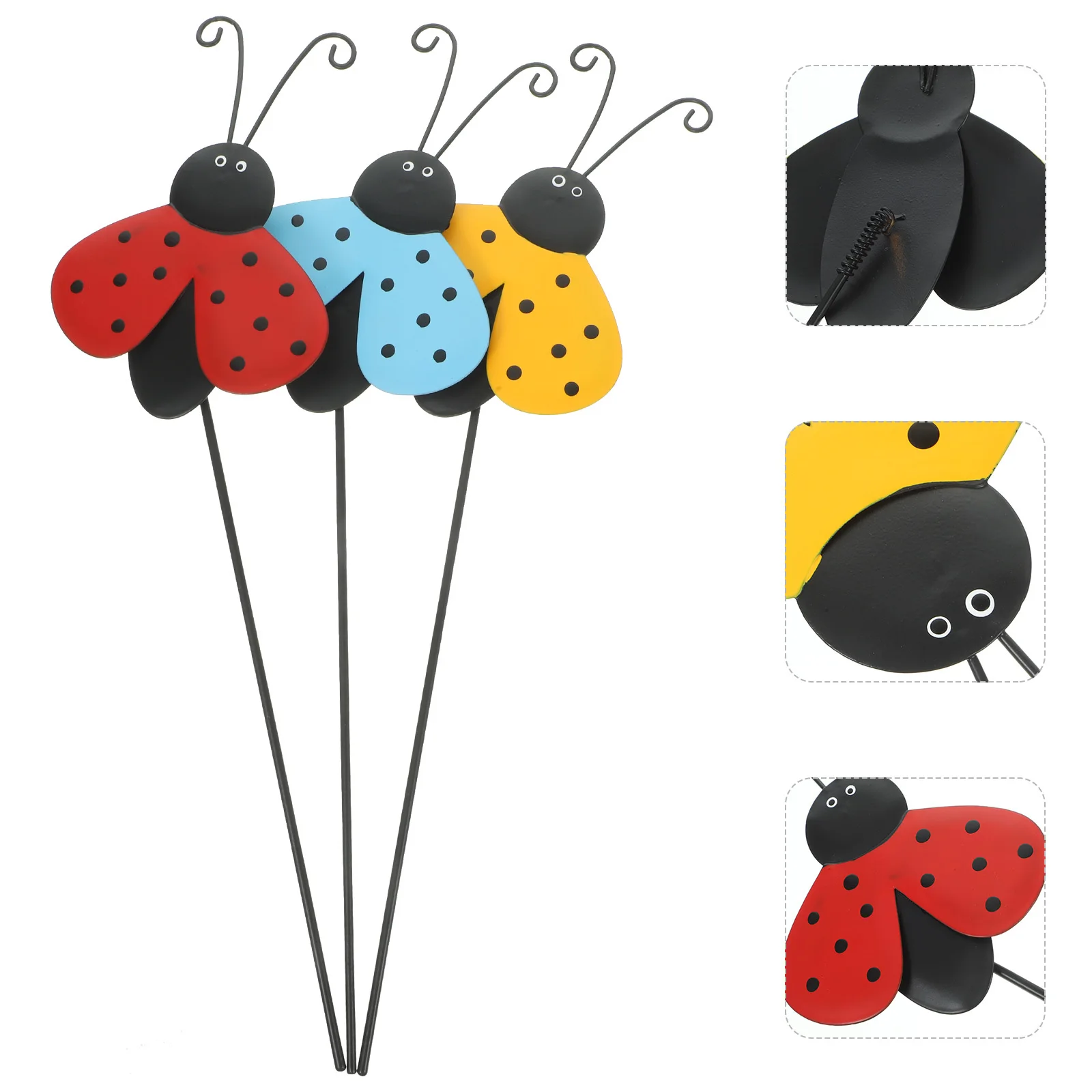 

3pcs Colorful Ladybug Garden Stake Decor For Yard Lawn Artificial Ladybugs Planter Stakes Outdoor Garden Ornaments