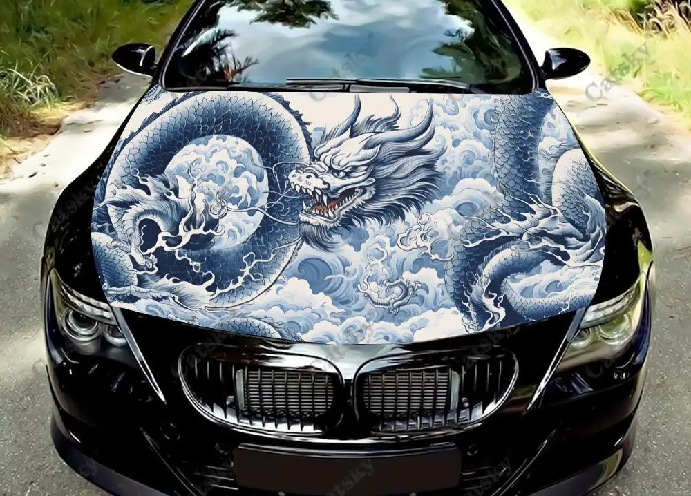 Chinese Dragon Paintings Car Hood Vinyl Stickers Wrap Vinyl Film Engine Cover Decals Sticker on Car Auto Accessories