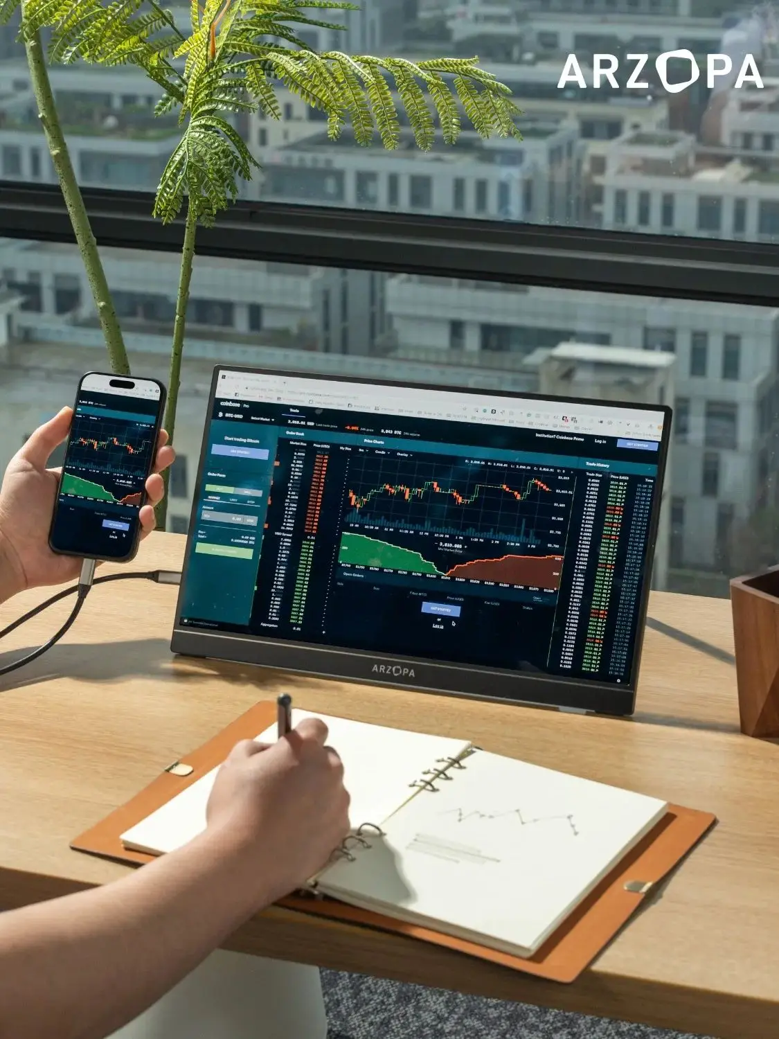 ARZOPA 16.1'' 100% SRGB 1080P FHD Portable Monitor IPS Screen Second Monitor External Display Z1C