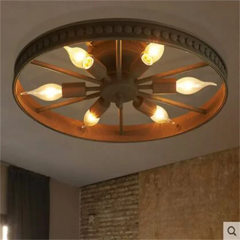 American retro industrial wrought iron water pipe ceiling lamp modern personality creative bedroom study art ceiling lamp