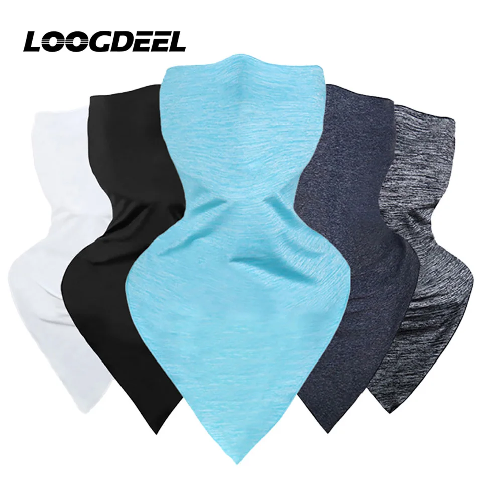 LOOGDEEL Ice Silk Anti-UV Cycling Bandana Hanging-ear Scarf Women Men Breathable Quick Drying Hiking Motorcycle Fishing Facemask