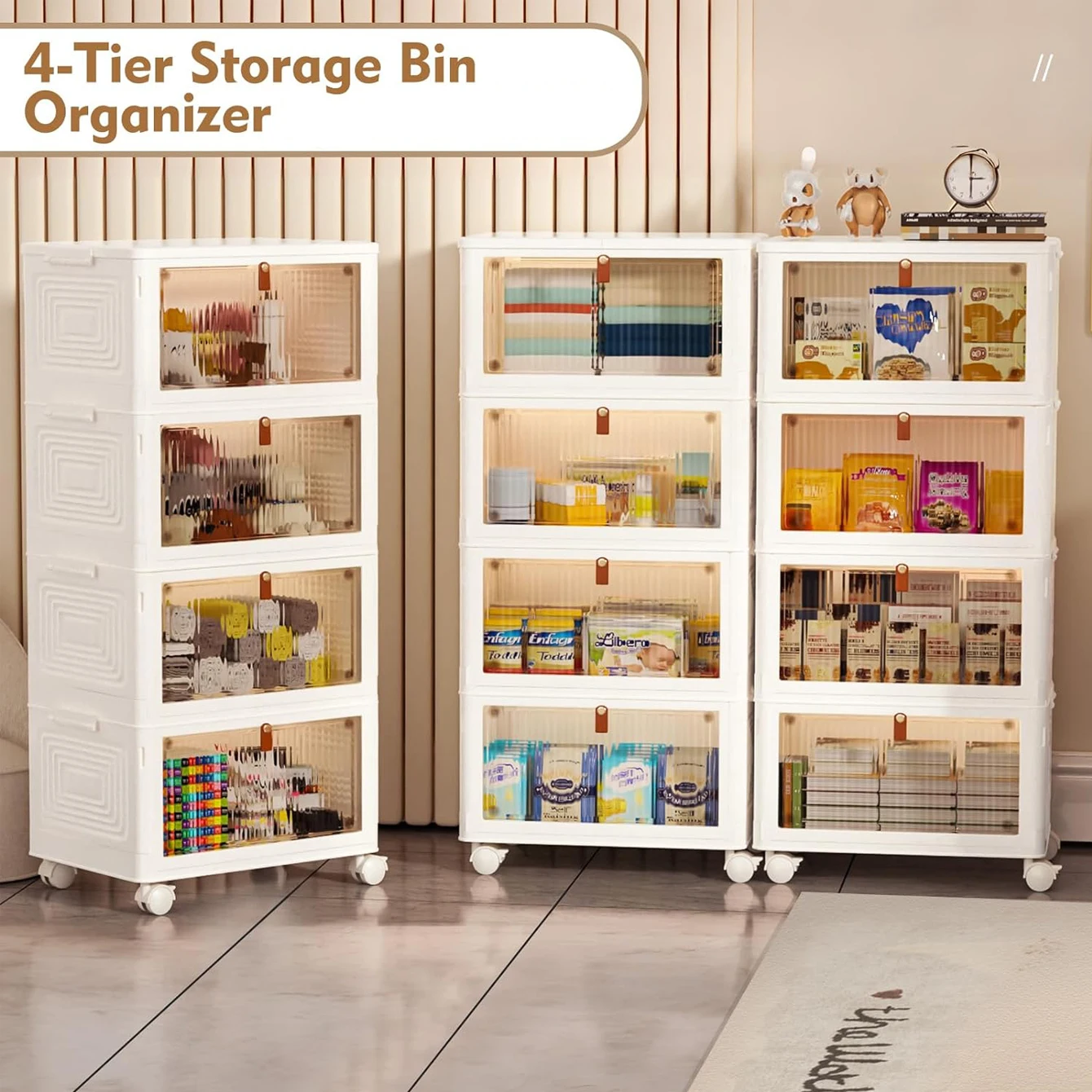 3/4/5 الطبقة صندوق تخزين قابل للطي مع غطاء تخزين قابل للطي رف الأحذية المنظمون صندوق منظم منزلي مع عجلات