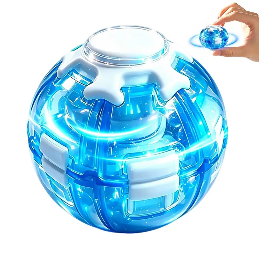 Press Glowing Rotating Ball Fingertip Spiral Gyro Ball Educational Decompression Toy LED Light Up Stress Relief Fidget Gadget