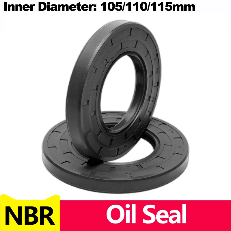 NBR Framework Oil Seal TC Nitrile Rubber Cover Double Lip with Spring for Bearing Shaft,ID*OD*THK  Inner Diameter 105/110/115mm