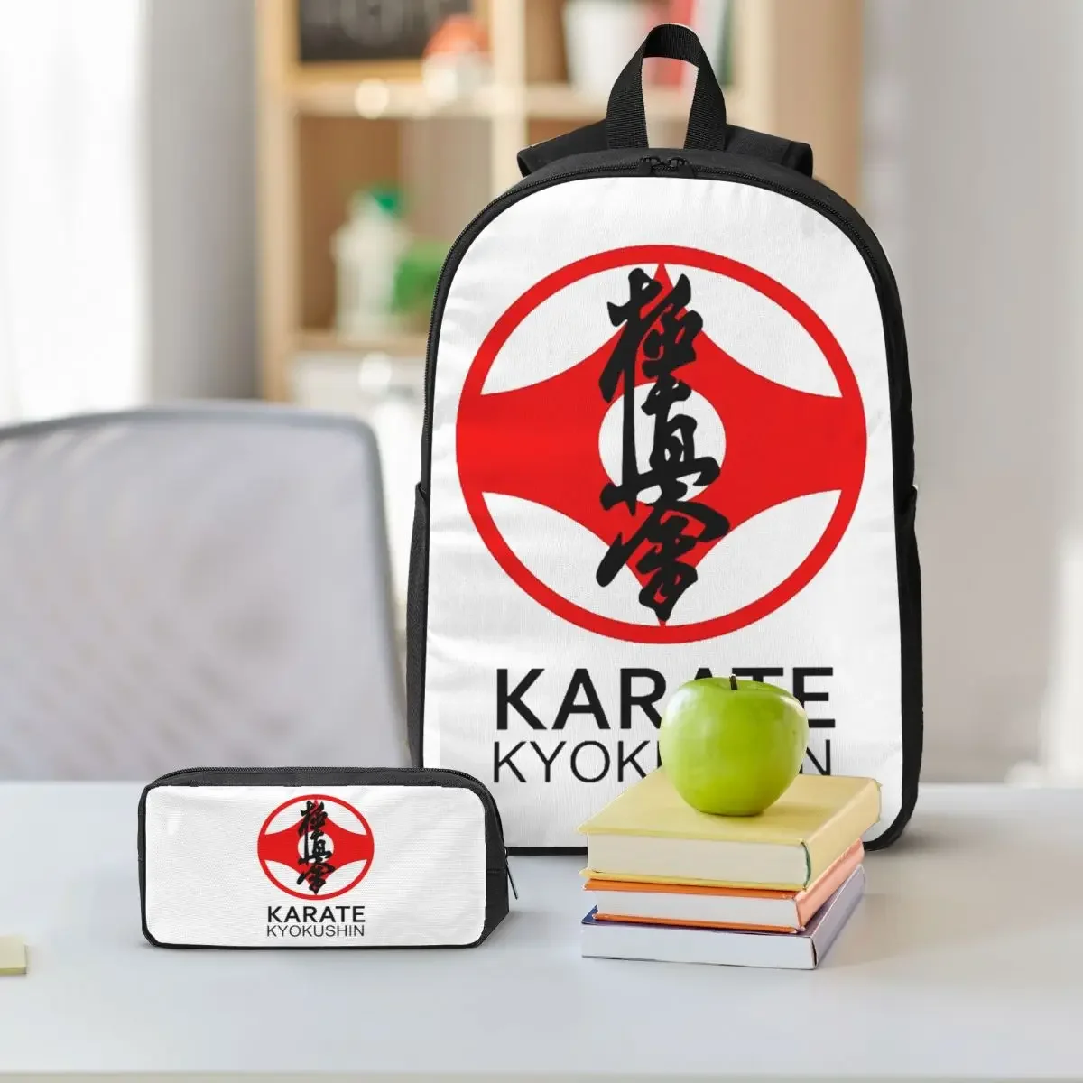 Kyokushin Kaikan Karate Symbol Kyokushinkai Dojo Backpack BookBag School Bag Computer Shoulder Bags 3ps Lunch Bag Pencil Case