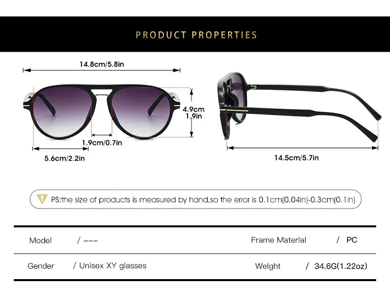 2026 Neue Doppelbalken-Retro-Sonnenbrille für Damen und Herren im Pilotenstil mit Metall-Linien-Dekoration UV400 – Detail 5