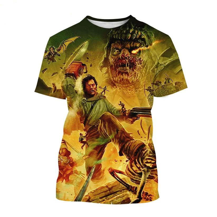 New Summer Men Dracula Movie Horror Death Demon 3d Printed T-Shirt Fashion O Neck Short Sleeve Street Personality Plus Size Top