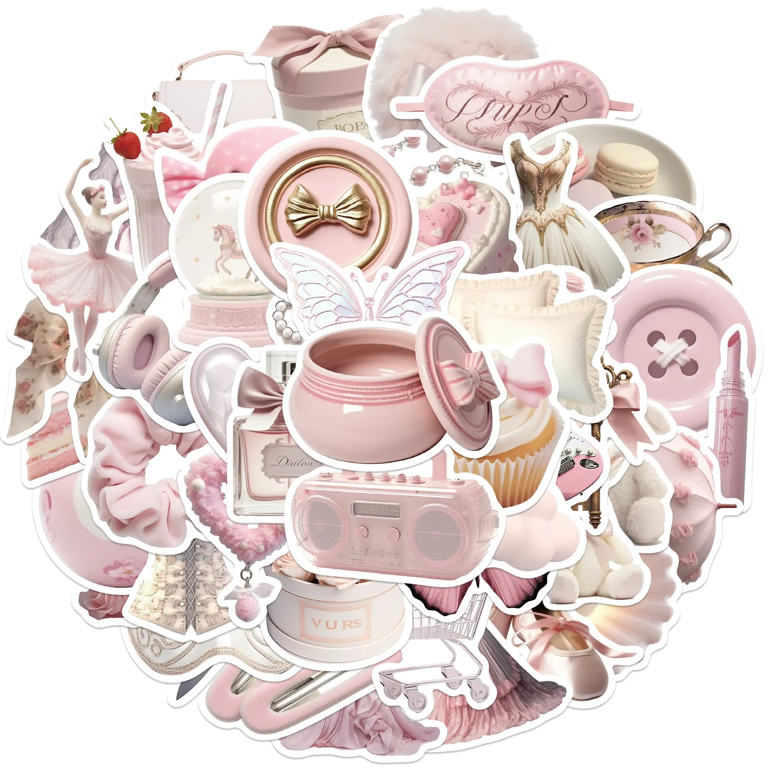 

50PCS Cute Pink Ballet Girls Stickers Ins Style Decals DIY Decoration For Laptop Notebook Suitcase Laptop Phone Toys Gift